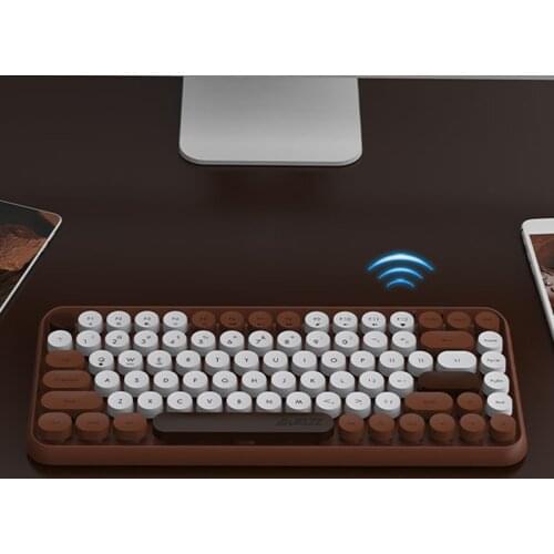 Mini 84-Key Retro Round Keycaps Bluetooth Keyboard for Multi-Device