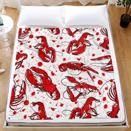 Sea Animals Flannel Blanket Turtle Shrimp Fleece Blanket 3D Print For Bedroom Throw Blanket Home Textile Fluffy Blanket Gift