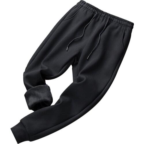 Mens Loose Balck Velvet Pants Winter Casual Warm Trousers Solid Color Jogging Running Sport Wear Chinese Flag Printed Bottoms