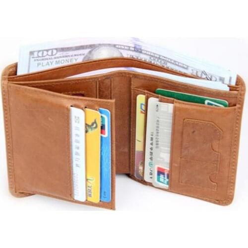 Men Wallet Genuine Leather Short Wallets Male Multifunctional Cowhide Male Purse Coin Pocket Photo Card Holder Small Wallets