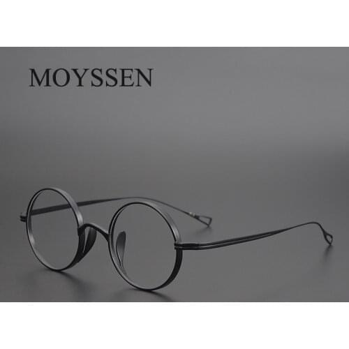Japan Handmade Pure Titanium Mens Retro Round Frame Glasses High Degree Optical Prescription Eyeglasses Women Myopia Eyewear