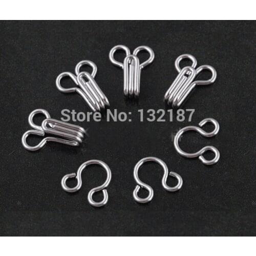 Wholesale 200pairs/lot 0/1/2# metal brass hook + eye pant skirt bra underwear small hooks silver/black free shipping HE-002