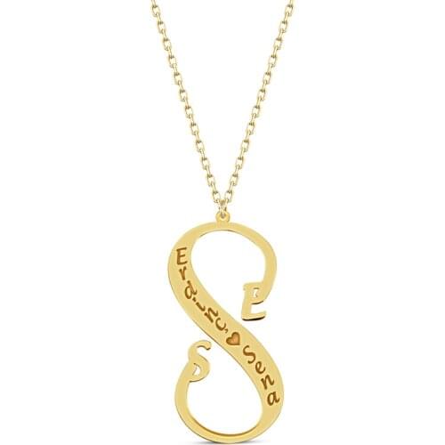 Love Infinity Personalized Nameplate Necklace 925 Silver Custom Name Necklace Gold Plated Heart Anniversary Necklace