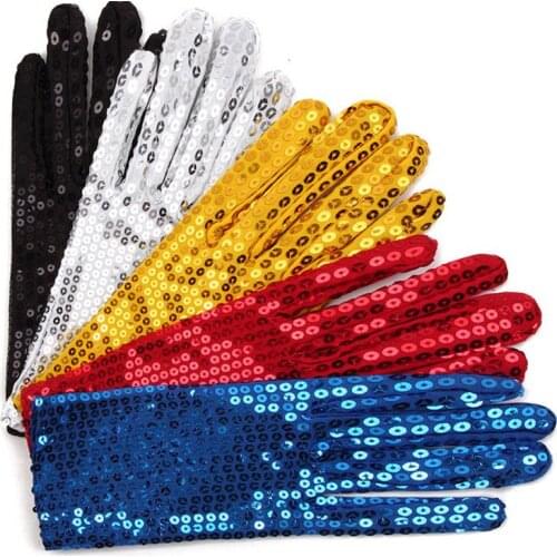 Performance gloves sparkle sequin dance gloves mitten for adult kids fancy dress party supplies Xmas halloween costume accessory