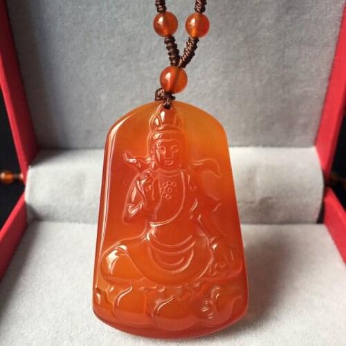 Natural red agate Chalcedony pendant Pendant Man and Woman Guanyin brand neck accessories jade Pendant Sweater chain