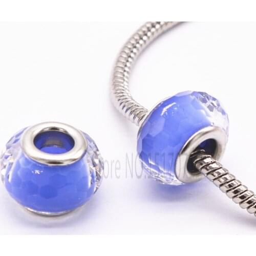 High Quality Silver Plated DIY 14mm White Murano Glass Beads Fit Pandora Bracelet Charms For Women Jewelry 10 pieces / lot