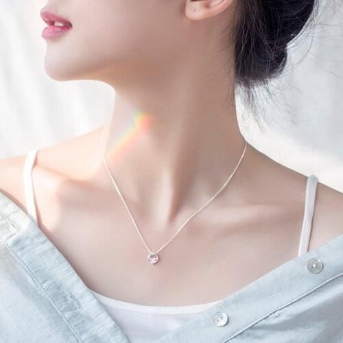 S925 sterling silver fashion necklace with bohimia rhinestone pendant clavicle chain silver jewelry for female gifts