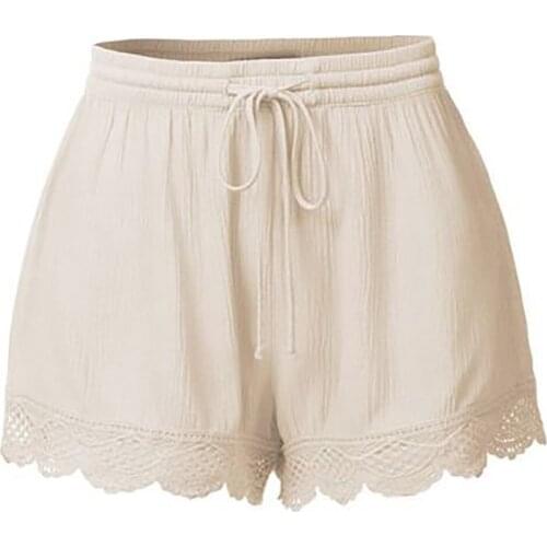 Fashion Solid Color Lace Drawstring Women Summer Casual Loose Shorts Hot Pants Safety Short Pant Breathable Silky Ice Silk Short
