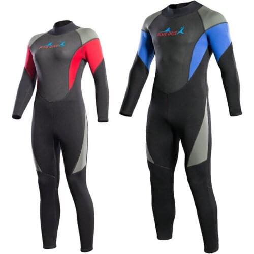 Blue dive diving suit 3mm Neoprene wetsuits women man swinwear dive equipment keep warm lovers Conjoined wet suit Free shipping