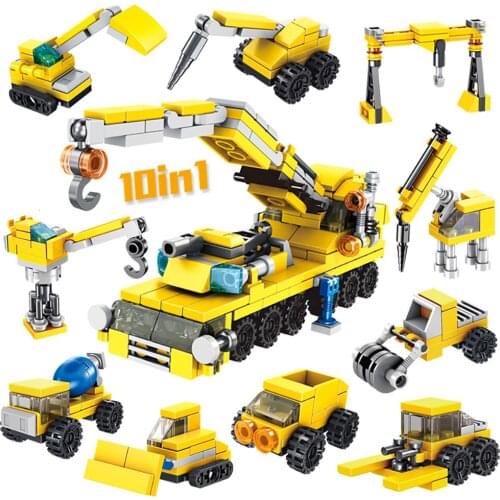 Pan Luo Si 12 Small Box Iron And Steel Mech City Engineering Off-road Zhan Di Ji Pu Car Children Assembled Toys 633032