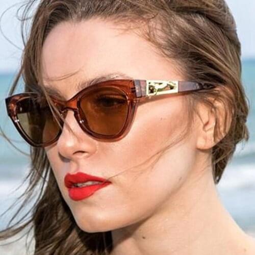 Vintage Unique Cheetah Cat Eye Sunglasses Women Summer Style Clear Lens Eyewear Brand Designer Shades Sun Glasses Eyeglasses