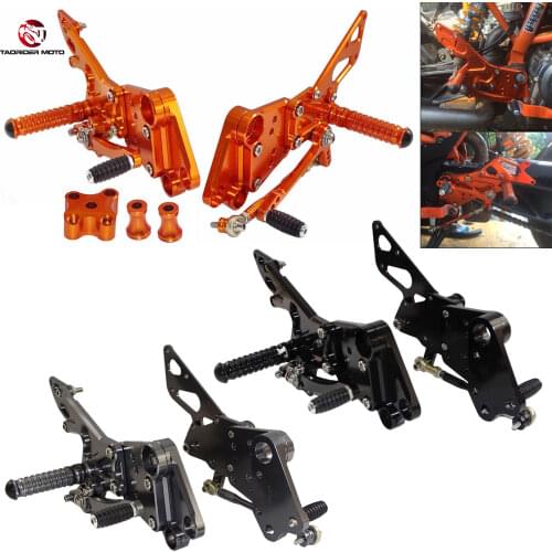 TAORIDER-MOTO Motorcycle Adjustable Rearset Footrests Foot Pegs Pedal For KTM Duke 125 200 390 Duke125 Duke200 Duke390 2013-2017