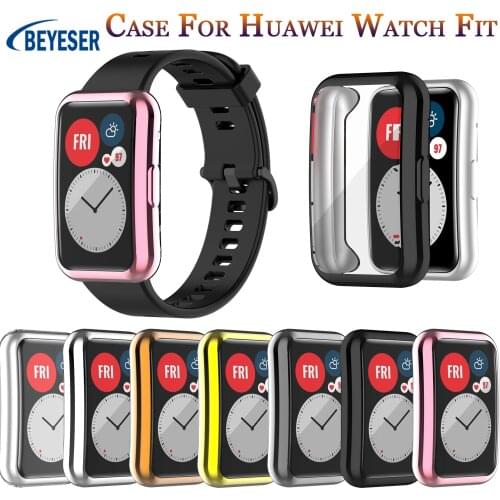 TPU Soft Protective Cover For Huawei Watch Fit Case Full Screen Protector Shell Bumper Plated Classic Cases For Huawei Watch Fit