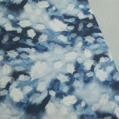 Viaphil 100% Cotton Fabric Brand New Flying White Feather Printed Sewing Cloth Dress Clothing Textile