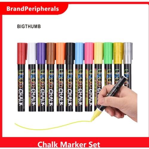 Chalk Markers 12 Vibrant Colors with 3mm Reversible Tip Erasable Water-based Chalkboards Marker Pens Non Toxic Quick Drying