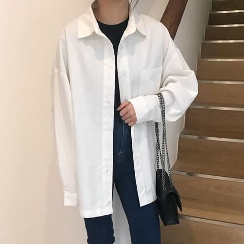 Flectit Oversized White Shirt Women Long Sleeve Button-up Collared Boyfriend Shirt Top Casual Chic Summer Spring Outfit