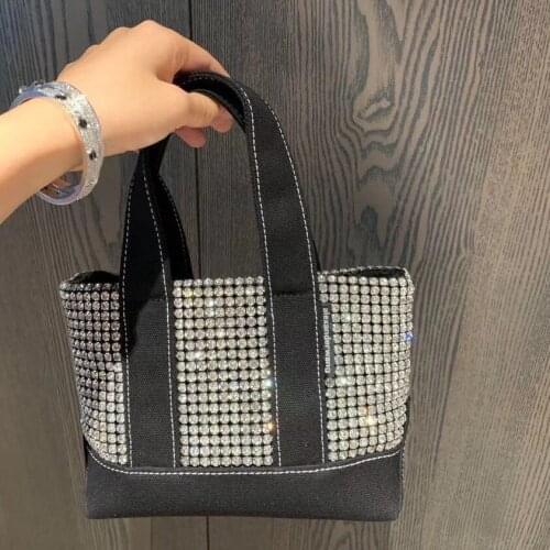 2021 High Quality Diamond Inlaid Womens Hand-Held Cloth Bag, Crystal Clear, Necessary For Dinner And Party, Simple Temperament