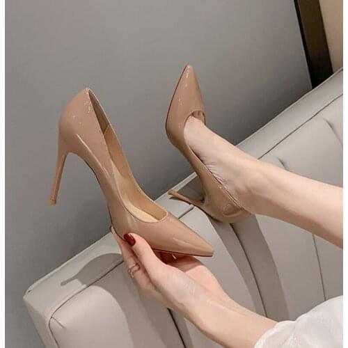New Arrival 2021 Spring Women High Heels Shoes Thin Heel Pointed Toe Cut Out Metal Buckle Sexy Elegant Office Lady Pumps