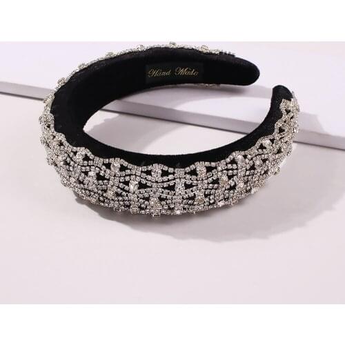 Women Hairband Sparkly Full Rhinestone Crystal Hairband Padded Wide Bezel Hair Band For Girls Bridal Crowns Fashion Hair Jewelry