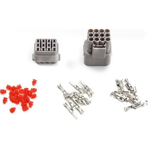 12Pin 1Set Way Sealed Electrical Wire Connector Plug Set Male/Female Waterproof 2.2mm to 2.5mm Dupont Terminal Kit for Car Auto