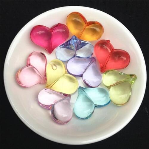 12pcs acrylic beads 24*19mm candy color peach heart-shaped pendant beads 1 hole perforated DIY handmade jewelry accessories