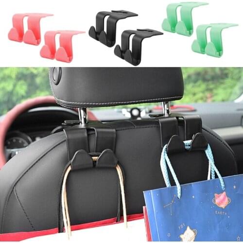 2x Car Seat Headrest Dual Hooks for Car Back Seat Organizer Hanger Storage Hook Car SUV Multicolor Handbag Clothes Coats