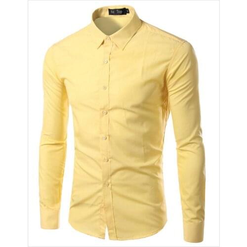 2017 Brand Long Sleeve Solid Color Office Men Shirt Camisa Masculina Korean Slim Design Formal Casual Male Dress Shirt Plus Size