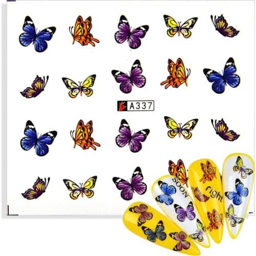 2021 New Arrival Nail Sticker Slider Colorful Butterfly Flower insect Water Decal Wraps Nail Art Decoration Beauty Foil Manicure