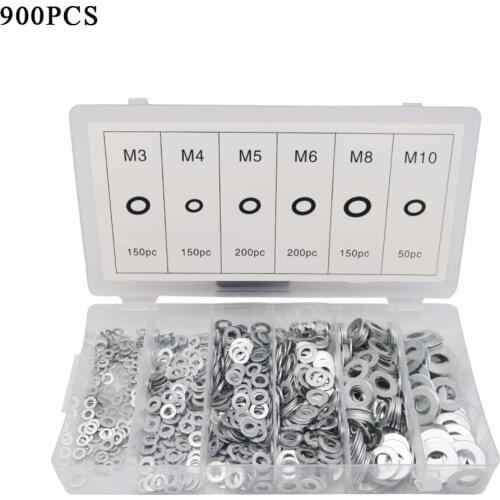 304 Stainless Steel Metal Flat Washers Gasket Set 900pcs M3 M4 M5 M6 M8 M10 Flat Ring Seal Kit O Ring Set Washer Steel