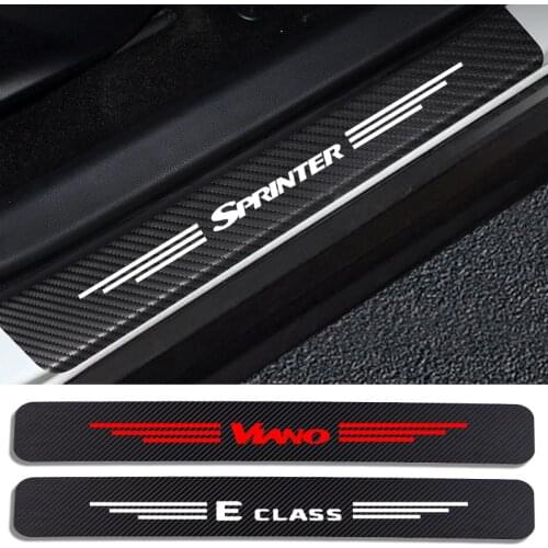 4PCS Car Sill Sticker For Mercedes W124 W203 W204 CITAN SPRINTER VITO VIANO R CLASS V CLASS Auto Accessories Carbon Fiber Decal