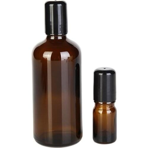 5ML 10ML 15ML 20ML 30ML 50ML 100ML Essential oil Roll on Bottle Black Glass Perfume Stainless Ball Cosmetic Roller Bottlle 10pcs