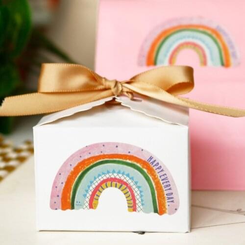 50pcs Cute Rainbow Thank You Paper Stickers DIY Scrapbooking Diary Colorful Stationery Deco Stickers Packaging Seal Stickers
