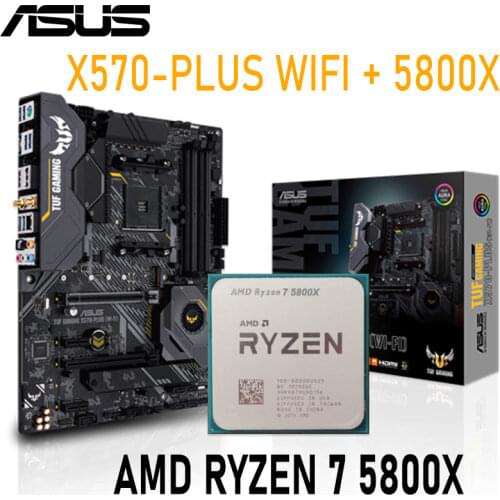 Asus TUF GAMING X570-PLUS (WI-FI) With AMD Ryzen 7 5800X Motherboard Combo PCI-E 4.0 DDR4 128GB Motherboard Set Placa-mãe New