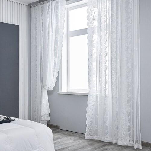 White Modern And Simple Lace Screen Window Curtain Nordic For Living Room Bedroom Screen Curtain Jacquard Yarn