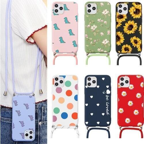 For Samsung Galaxy A50 A71 A70 A52 A32 A51 A10 A20 A21s A31 S8 S9 S10 S20 FE S21 Plus Ultra Necklace Lanyard Rope Case TPU Cover