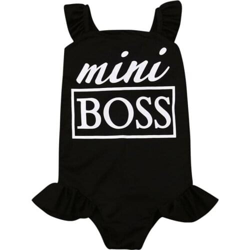 Toddler Kids Girl Mini Boss Black Summer Swimsuit Swimwear Swimming Costume 1-6Y