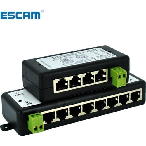ESCAM Autoeye New Arrival 4Ports 8 Ports POE Injector POE Splitter for CCTV Network POE Camera Power Over Ethernet IEEE802.3af