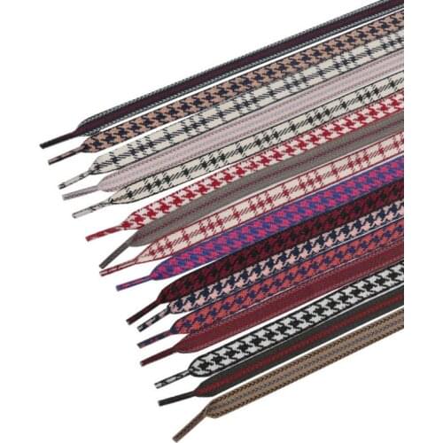 Classic Fashion Colorful Plaid Printing Shoelace Flat Shoelace For Sneakers Gift Shoelace Rope