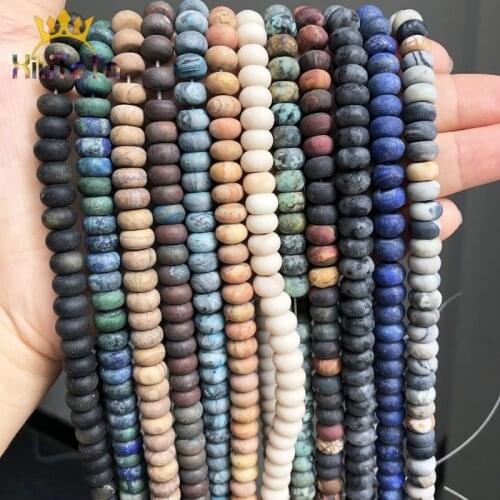 5*8mm Matte Natural Pink Quartz Agates Jades Lapis lazuli Round Rondelle Beads For Jewelry Making DIY Chrams Bracelet Ear Studs