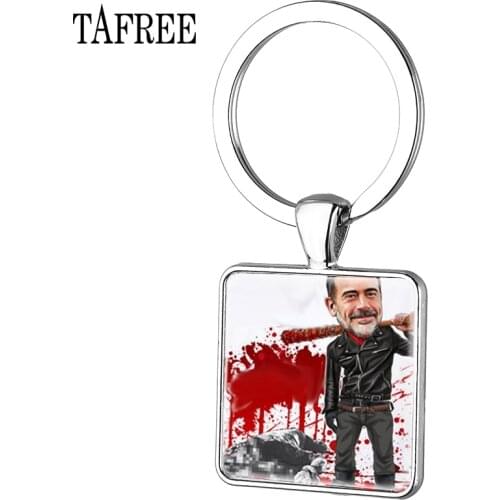 TAFREE Walking Dead series Square Keychain Pretty Nice Gift Memorable Keyring Key Holder Pictures Jewelry QF199