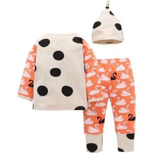 2018 Hotselling Fashion Baby Girl Long sleeve Tshirt and Pants Candy Color Little Swan