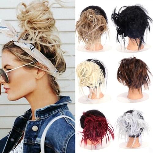 LUPU Messy Chignon Scrunchie Short Straight Synthetic Hair Bun With Hair Bands Updo Hairpiece Heat Resistant For Women