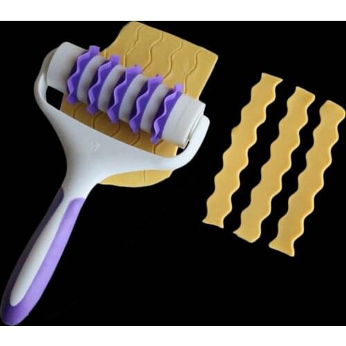 New Fondant Strip Ribbon Cutter Sugarcraft Cake Decorating Tools Plastic Cake Rolling Pin Embosser Roller Set Baking Tools