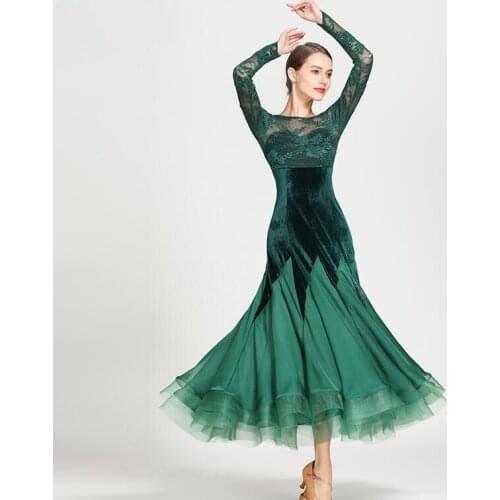 New Lady Ballroom Dancing Dress long Sleeve Long Dress Female Modern Dance Suit National Standard Dance Costume 1862
