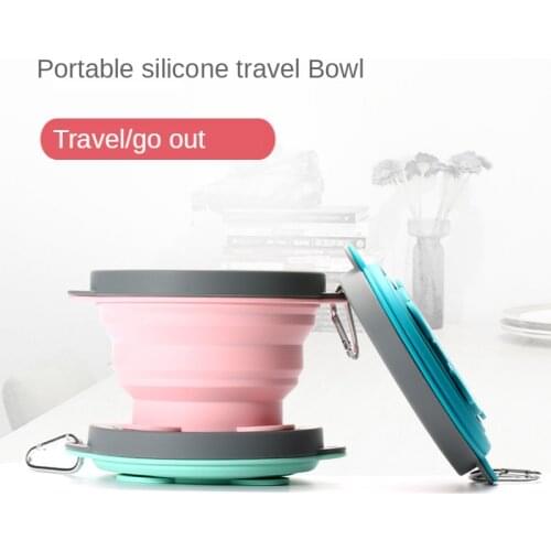Outdoor camping hiking travel Portable Silicone Folding Bowl Picnic Box Bowl Mouth Cup Lunch Box