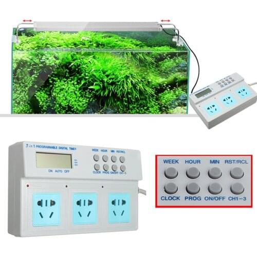 Professional 3 In 1 Automatic LCD Digital Timer Socket Fish Tank Device Time Control for Aquarium Light Heater Filter Water Pump