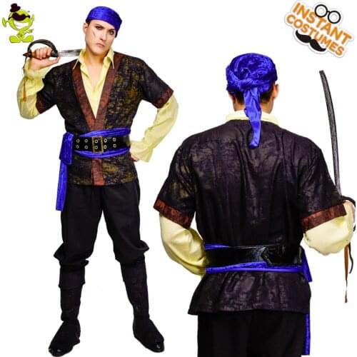 QLQ Halloween Party Mens Pirate Costume Role Play Cool Pirate Clothes Fancy Dress Cosplay Carnival Party Pirate Costumes