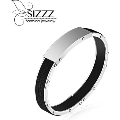 SIZZZ 18cm Long 10mm Wide new personality leather bracelet light section open bracelet for men