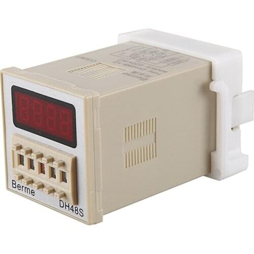 SHGO HOT-DH48S-1Z Digital LED Time Relay Programmable Timer Switch 0.01S-99H AC 220V with Socket Base