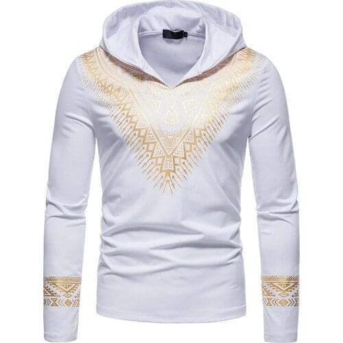 African Dashiki Print Hoodie T Shirt Men 2021 Brand Slim Fit Long Sleeve T-shirts Men Streetwear Casual African Clothes Camiseta